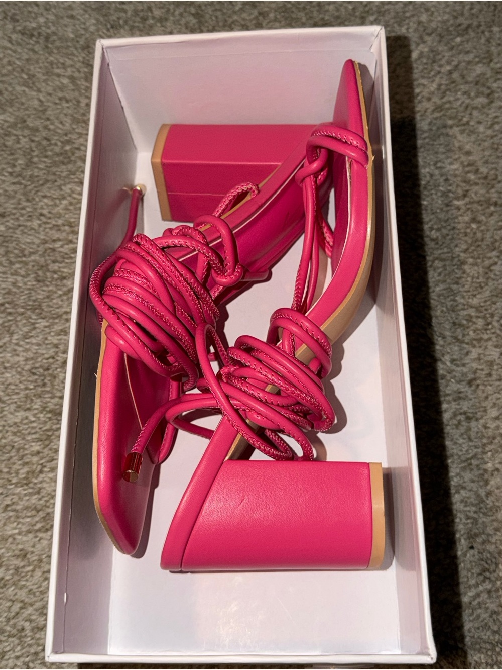 Women’s Pink Lace-Up Block Heel Sandals